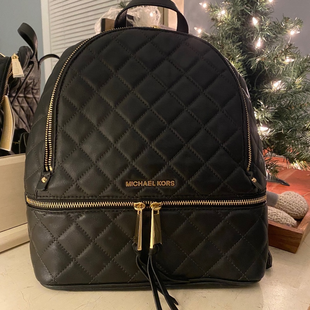 Michael Kors Black Leather Backpack